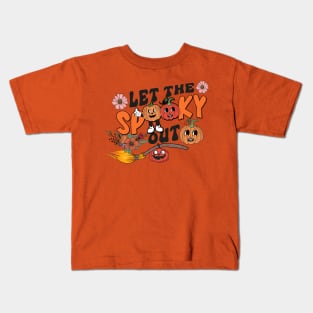 Groovy,Let Spooky-Retro Halloween,Vintage Design Kids T-Shirt